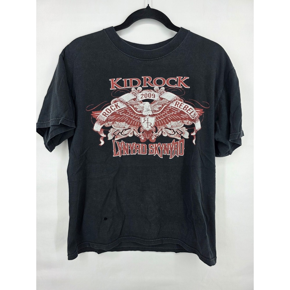 Kid Rock Lynyrd Skynyrd 2009 Rock & Rebels Tour T-Shirt Black Graphic Tee Large